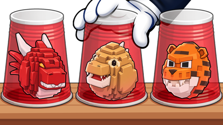 Official promotional artwork showing three red cups with animal characters